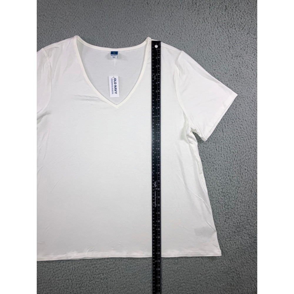 Old Navy Luxe V Neck Short Sleeve T Shirt Women XL‎ White Basic Everyday Tee - Picture 2 of 9